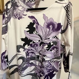 Chico's Purple and Black Floral Tunic